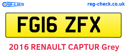 FG16ZFX are the vehicle registration plates.