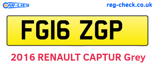 FG16ZGP are the vehicle registration plates.