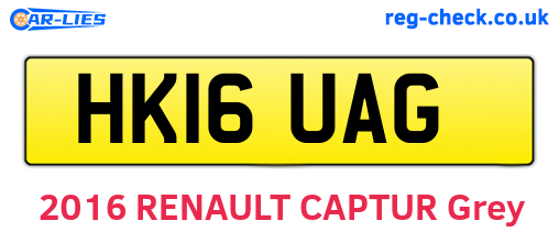 HK16UAG are the vehicle registration plates.