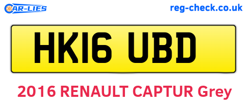 HK16UBD are the vehicle registration plates.