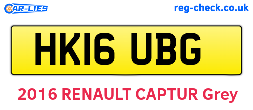 HK16UBG are the vehicle registration plates.
