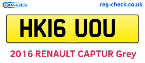 HK16UOU are the vehicle registration plates.