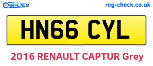 HN66CYL are the vehicle registration plates.