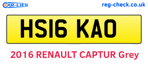 HS16KAO are the vehicle registration plates.