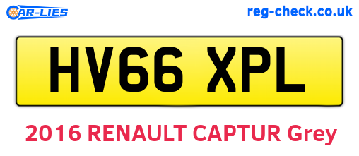 HV66XPL are the vehicle registration plates.