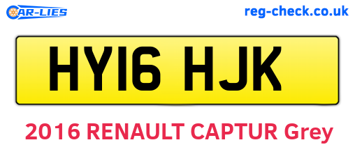 HY16HJK are the vehicle registration plates.