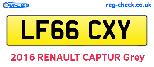 LF66CXY are the vehicle registration plates.