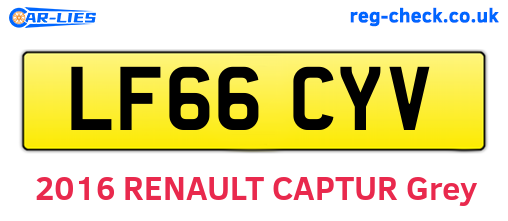 LF66CYV are the vehicle registration plates.