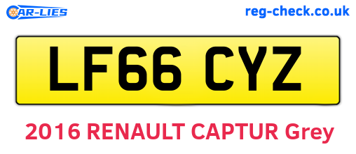 LF66CYZ are the vehicle registration plates.