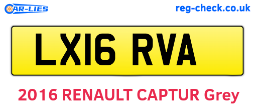 LX16RVA are the vehicle registration plates.