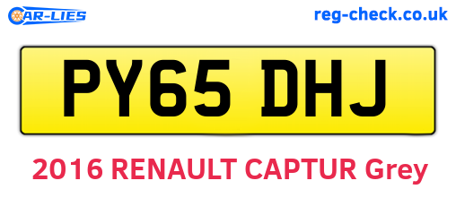 PY65DHJ are the vehicle registration plates.