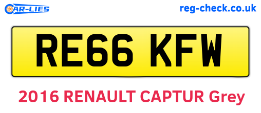RE66KFW are the vehicle registration plates.