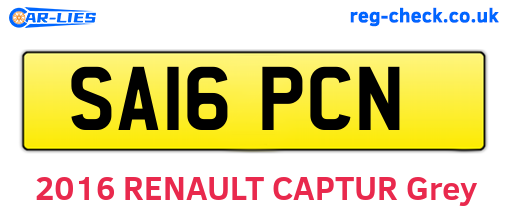 SA16PCN are the vehicle registration plates.