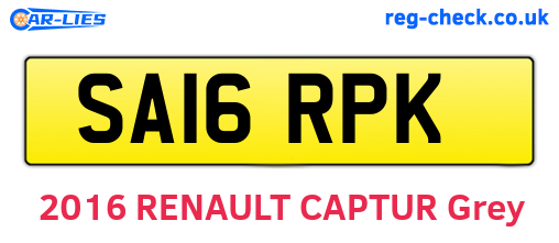 SA16RPK are the vehicle registration plates.