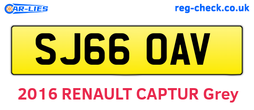 SJ66OAV are the vehicle registration plates.