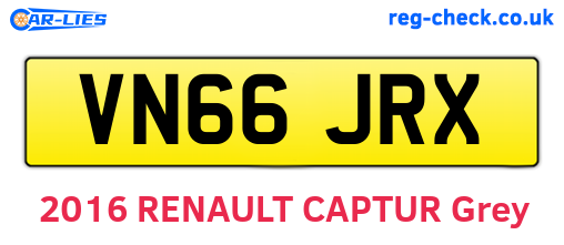 VN66JRX are the vehicle registration plates.