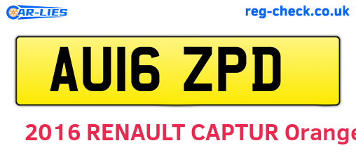 AU16ZPD are the vehicle registration plates.
