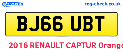 BJ66UBT are the vehicle registration plates.