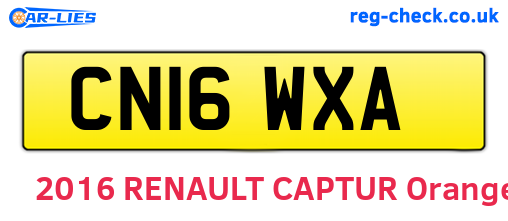 CN16WXA are the vehicle registration plates.