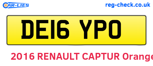 DE16YPO are the vehicle registration plates.
