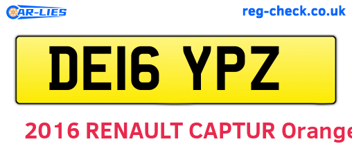 DE16YPZ are the vehicle registration plates.