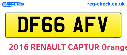 DF66AFV are the vehicle registration plates.