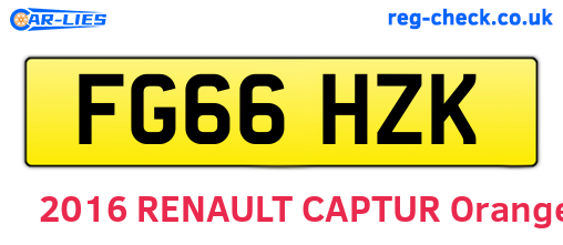 FG66HZK are the vehicle registration plates.