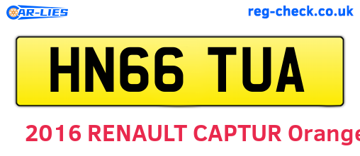 HN66TUA are the vehicle registration plates.