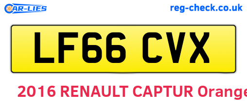 LF66CVX are the vehicle registration plates.