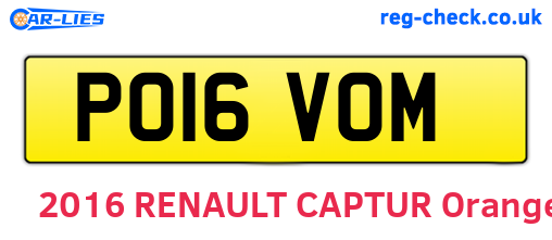 PO16VOM are the vehicle registration plates.