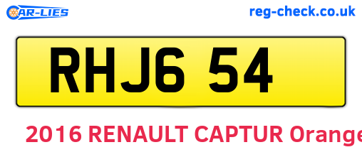 RHJ654 are the vehicle registration plates.