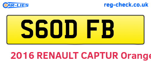S60DFB are the vehicle registration plates.