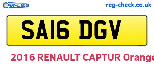 SA16DGV are the vehicle registration plates.