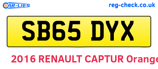 SB65DYX are the vehicle registration plates.
