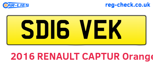 SD16VEK are the vehicle registration plates.
