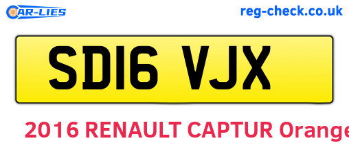 SD16VJX are the vehicle registration plates.
