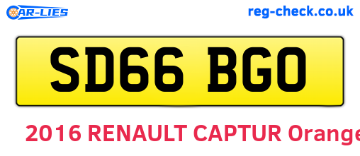 SD66BGO are the vehicle registration plates.