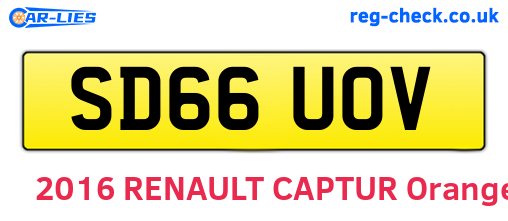 SD66UOV are the vehicle registration plates.