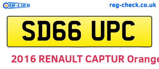 SD66UPC are the vehicle registration plates.