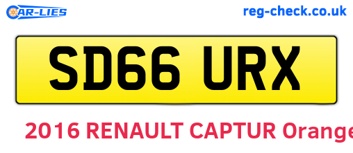 SD66URX are the vehicle registration plates.