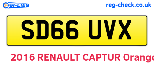 SD66UVX are the vehicle registration plates.