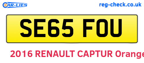 SE65FOU are the vehicle registration plates.