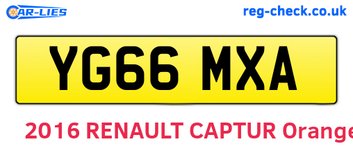 YG66MXA are the vehicle registration plates.