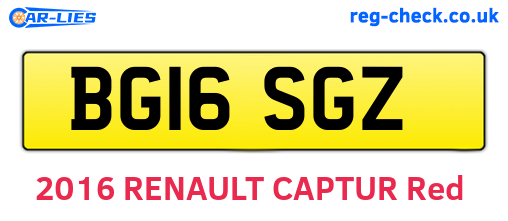 BG16SGZ are the vehicle registration plates.