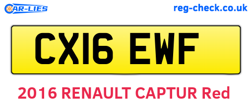 CX16EWF are the vehicle registration plates.