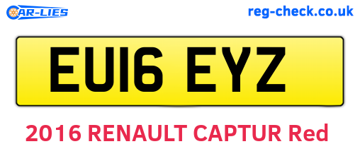 EU16EYZ are the vehicle registration plates.