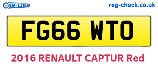 FG66WTO are the vehicle registration plates.
