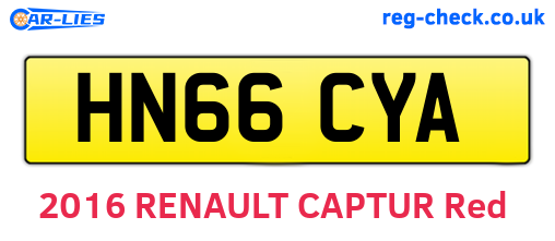 HN66CYA are the vehicle registration plates.