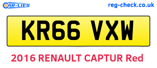 KR66VXW are the vehicle registration plates.