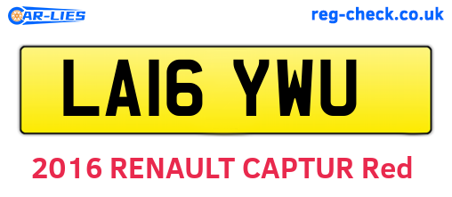 LA16YWU are the vehicle registration plates.